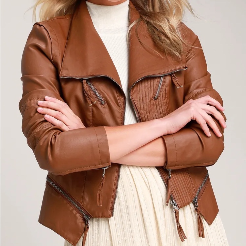 Lulus Camel Vegan Leather Jacket